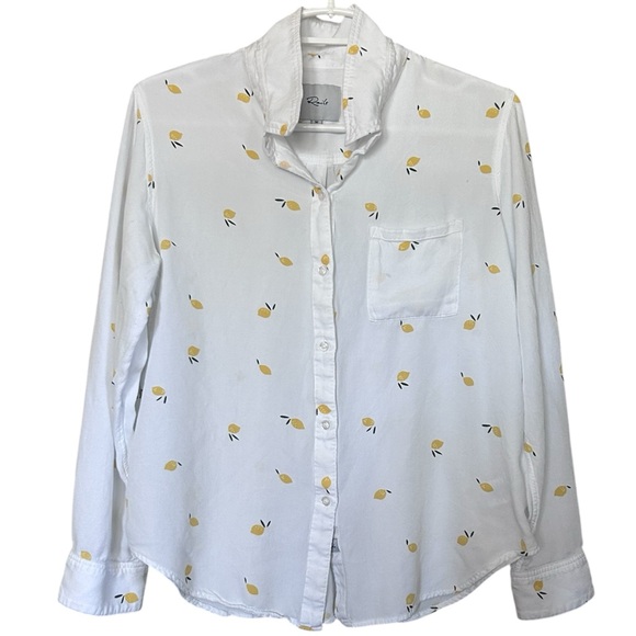 Rails Tops - RAILS - Rosci Citron Lemon Print Rayon Button Front Shirt Medium